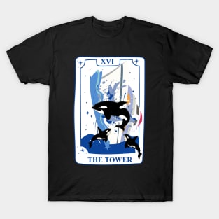 The Tower Orca Tarot Card T-Shirt